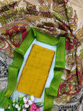Mustard Yellow & Green Chennuri Silk Nizam Border Dupatta with Raw Silk Top – 2-Piece Set