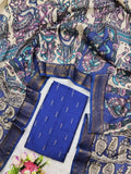 Blue Chennuri Silk Nizam Border Dupatta with Raw Silk Top – 2-Piece Set