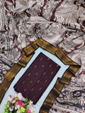 Brown Chennuri Silk Nizam Border Dupatta with Raw Silk Top – 2-Piece Set