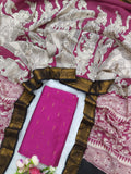 Pink Chennuri Silk Nizam Border Dupatta with Raw Silk Top – 2-Piece Set