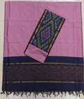 Pink & Blue Pochampally SiCo Silk – 3-Piece Set