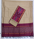 Beige & Purple Pochampally SiCo Silk – 3-Piece Set