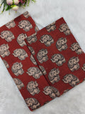Maroon Baby Elephant Kalamkari Design – 2 Piece Set