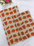Beige & Orange Baby Elephant Kalamkari Design – 2-Piece Set