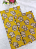 Mustard Yellow Baby Elephant Kalamkari Design – 2-Piece Set