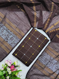 brown raw silk top with brown jamdhaniduppata