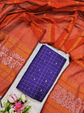 violet raw silk top with orange jamdhani duppata