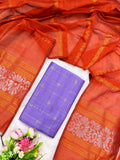 lavendor raw silk top with orange jamdhani duppata