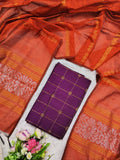 wine raw silk top orange jamdhani duppata