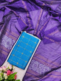 teel blue top with violet jamdhani duppata 2 piece set