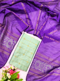 rexona raw silk top with violet jamdhani duppata 2 piece set