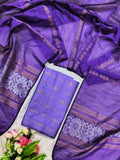 violet raw silk top with violet jamdhani duppata 2 piece set