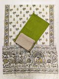 apple green top with madhubani duppata 3 piece set