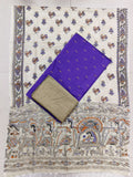 lavendor raw silk top with madhubani duppata 3 piece set