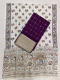 purple raw silk top with madhubani duppata 3 piece set