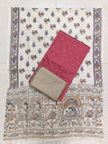 peech colour raw silk top with madhubhani duppata 3 piece set