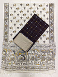 black checked raw silk top with madhubani duppata 3 piece set