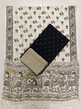 black raw silk top with madhubani duppata 3 piece set