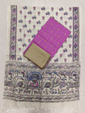 baby pink raw silk top with madhubhani duppata 3 piece set
