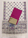 rani pink raw silk top with madhubani duppata 3 piece set