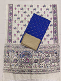 royal blue raw silk top with madhubani duppata 3 piece set