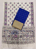 royal blue raw silk top with madhunabi duppata 3 piece set