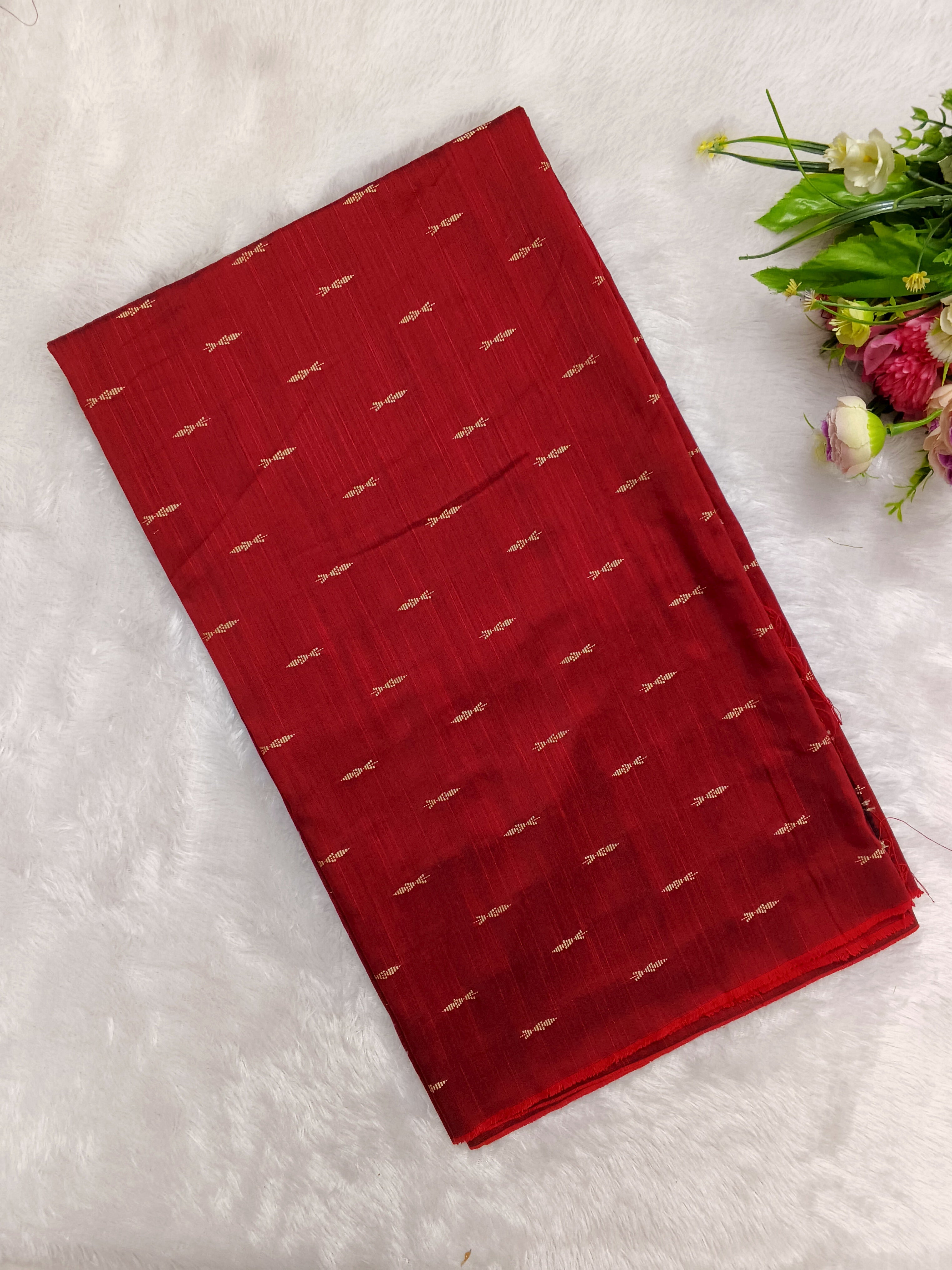 red raw silk top