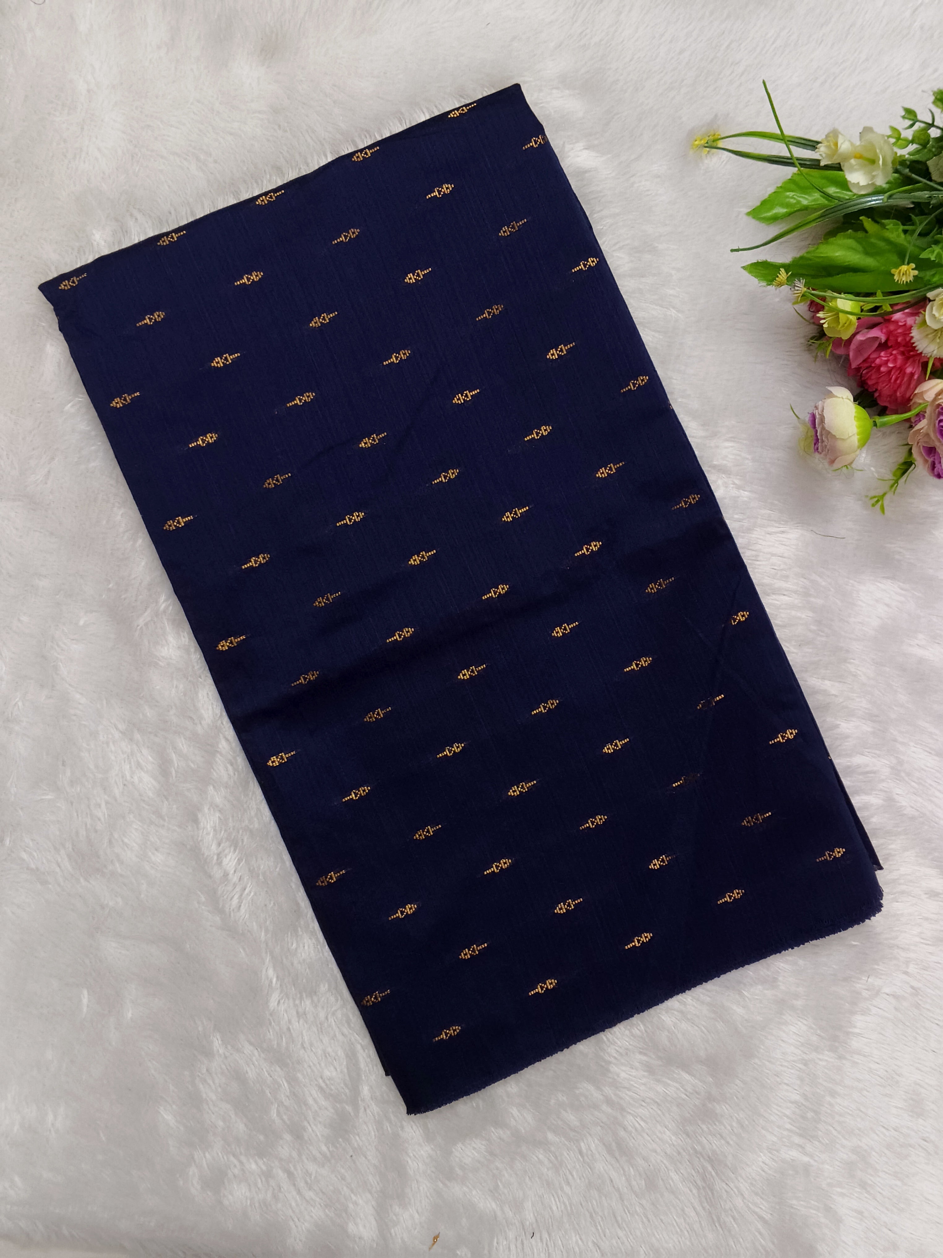 navy blue raw silk top