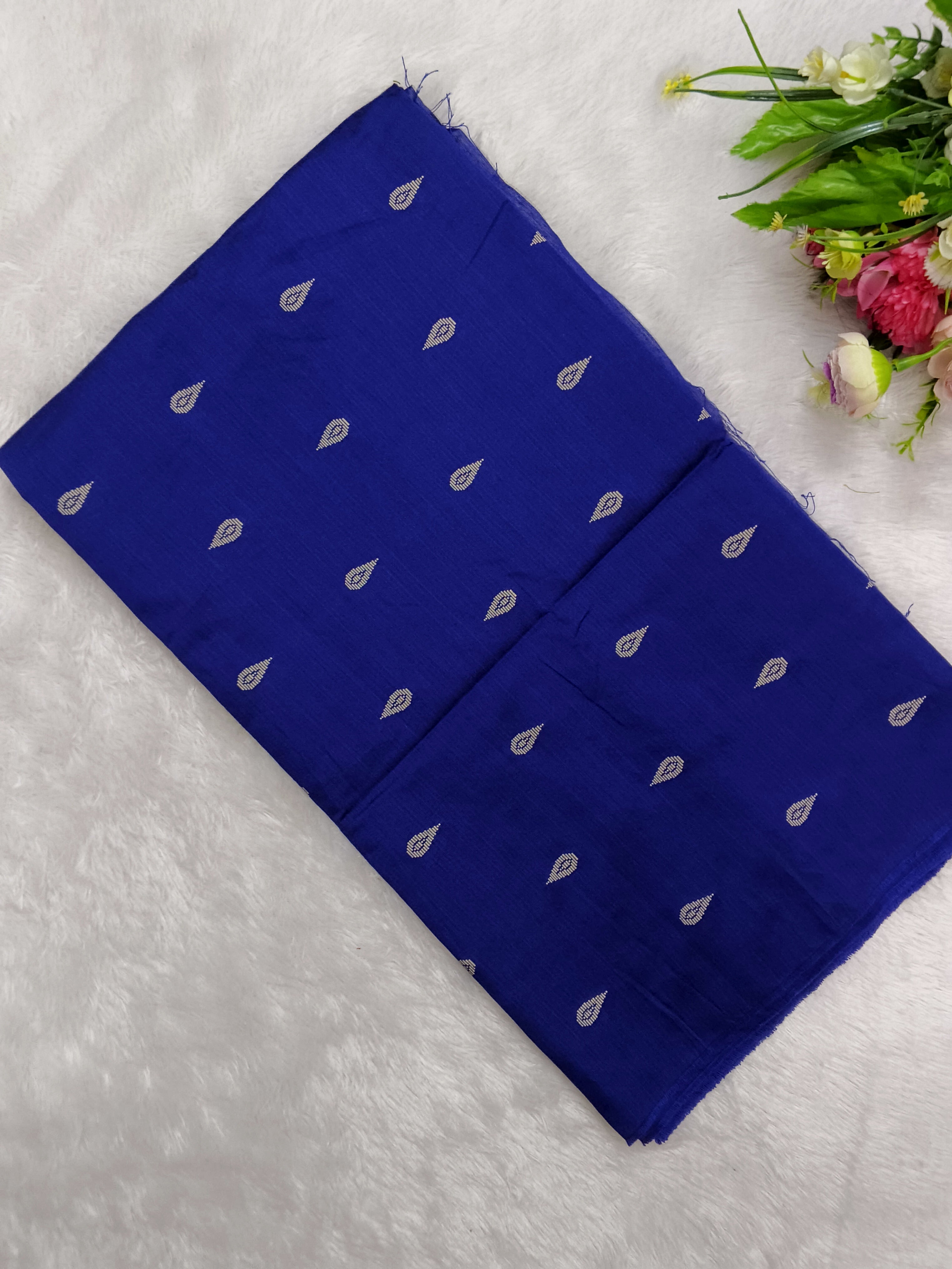 royal blue raw silk top