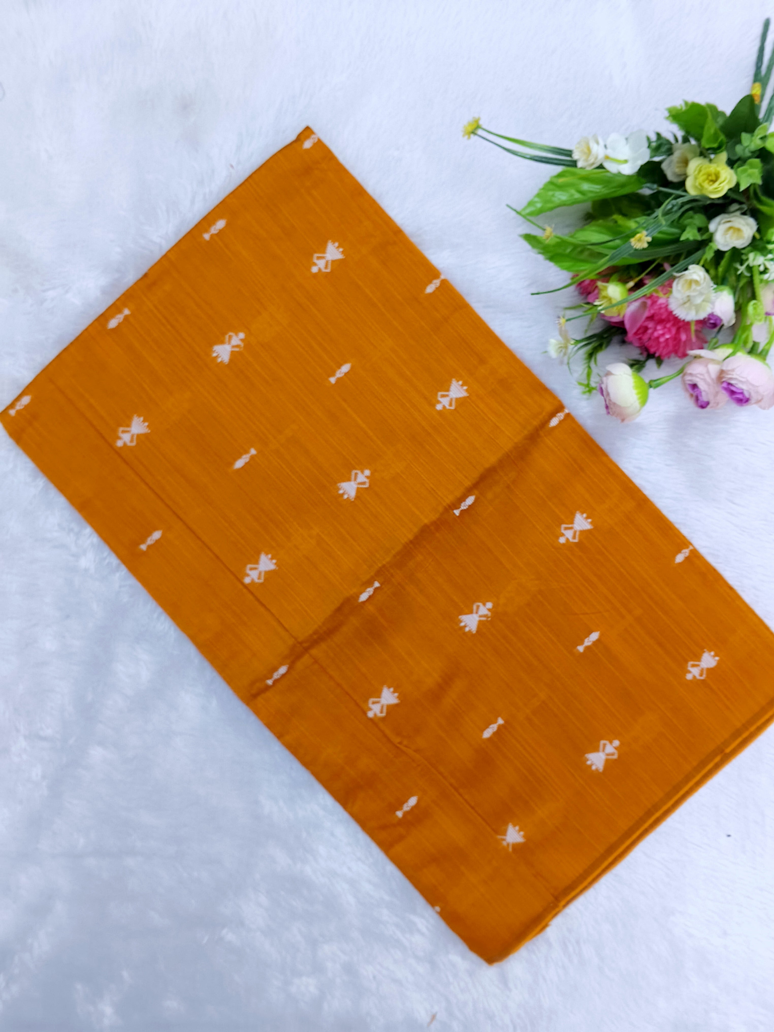 orange raw silk top