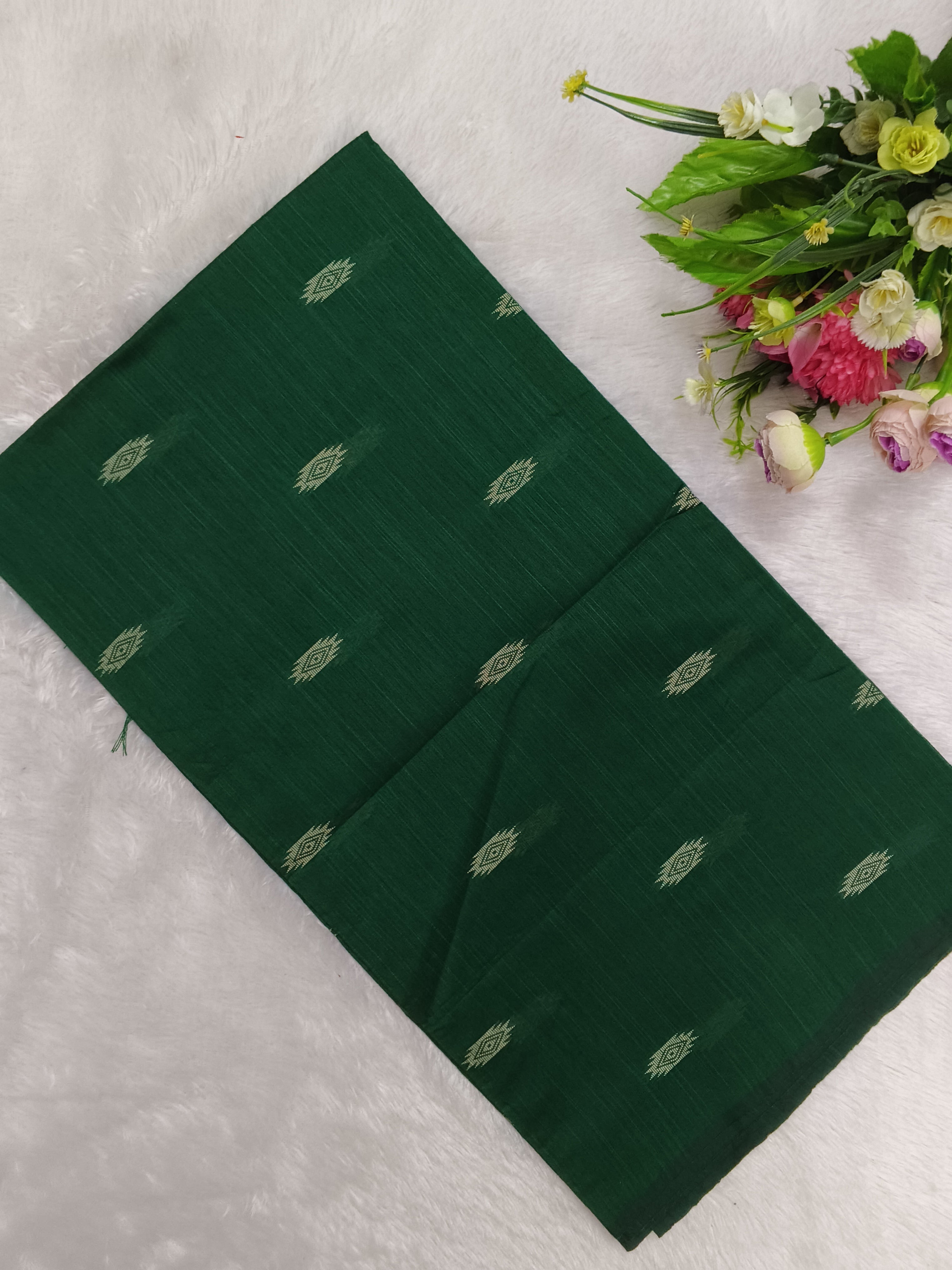 bottle green raw silk top