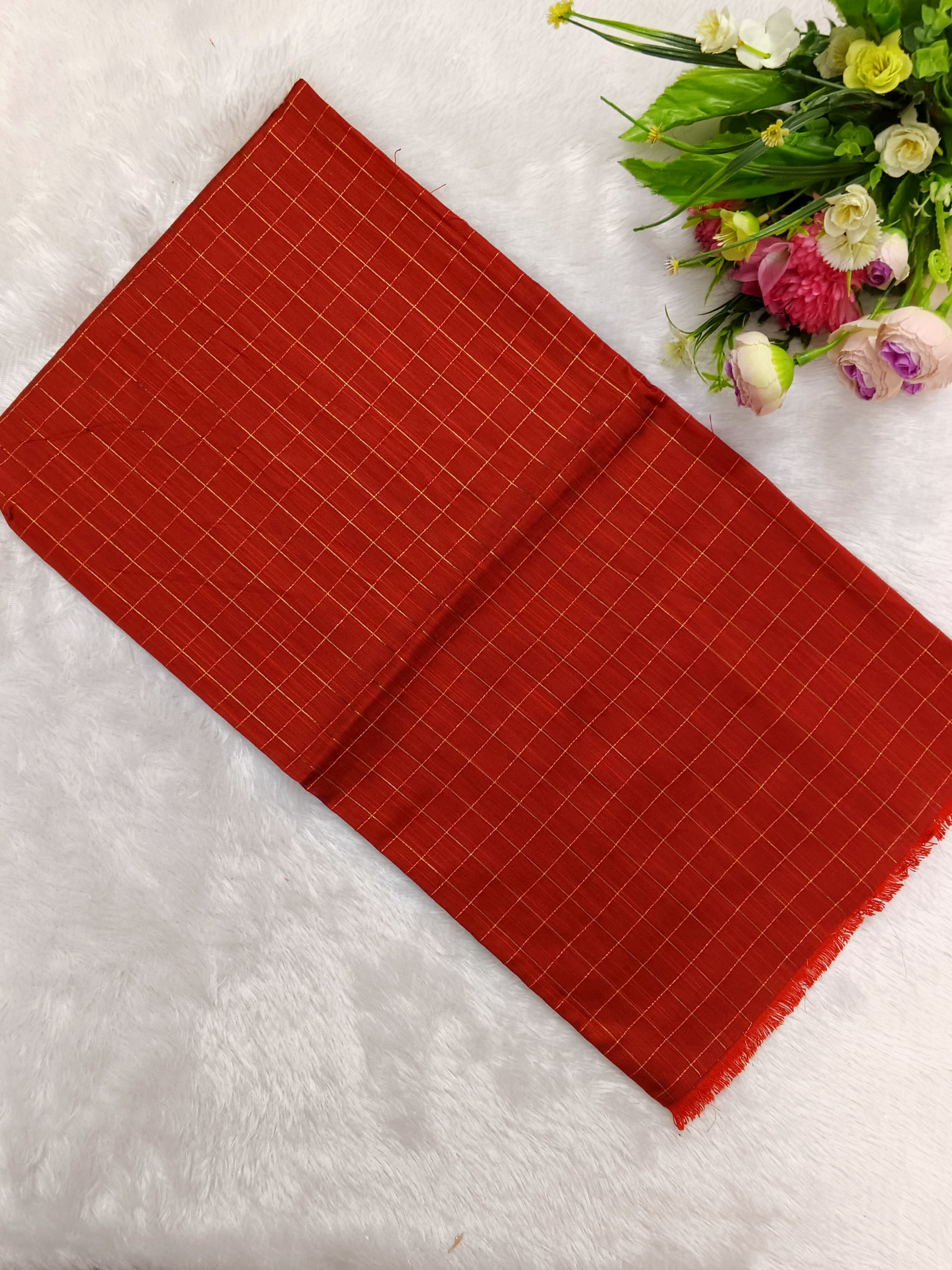 red small checked top