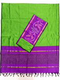 mejanta pink with parrot green sico silk 3 piece set