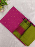 rani pink raw silk top with mehandi green bottom and duppata 3 piece set