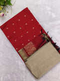 red raw silk top with beige duppata and bottom 3 piece set