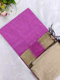 baby pink raw silk top with beige colour bottom and duppata 3 piece set