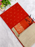 orange raw silk with beige bottom and dupatta 3 piece set