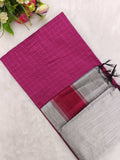 rani pink small checked top with silver colur bottom and duppata 3 piece set