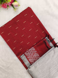red raw silk top with silver bottom and duppata