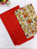 orange raw sik top with kalamkari duppata