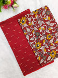 red raw silk top with kalamkari duppata