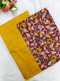 mustard yellow raw silk top with kalmkari duppata