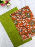 apple green raw silk top with kalamkari duppata