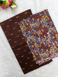 chocolate brown raw silk top with kalamkari duppata