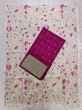 rani pink butterfly checked raw silk top with floral design madhubani dupppata