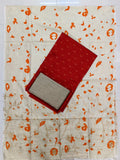 orange raw silk top with floral design madhubani duppata