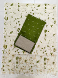 mehandi green raw silk top floral design madhubani duppata