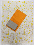 yellow checked raw silk top with floral design madhubani duppata