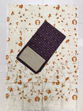 chocolate brown meena butta checked top with floral design madhubani duppata