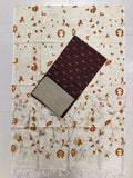 chocolate brown raw silk top with floral design madhubani dupatta